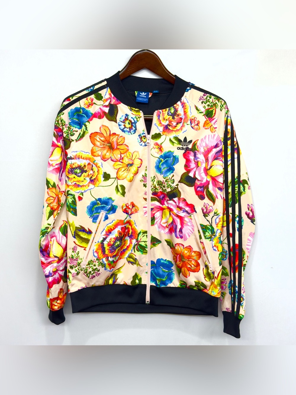 Adidas X FARM Rio Floral Rare Full Zip Track Bomber Jacket Trefoil 3-Stripes